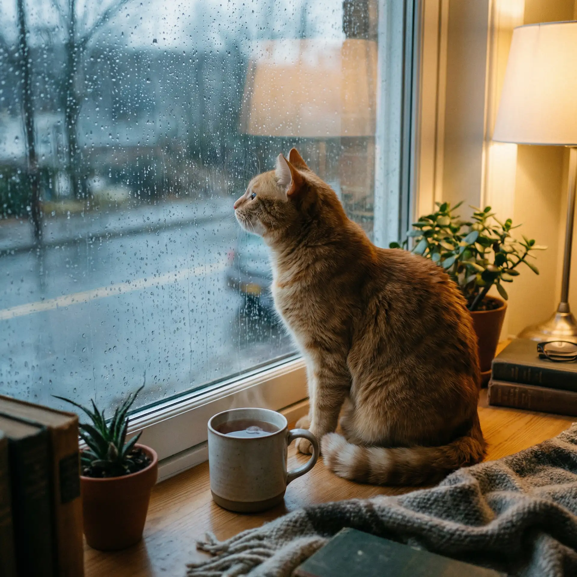 猫咪望着窗外的雨 - 色即空1百度影音